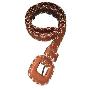 Genuine leather light brown stitched belt size XL